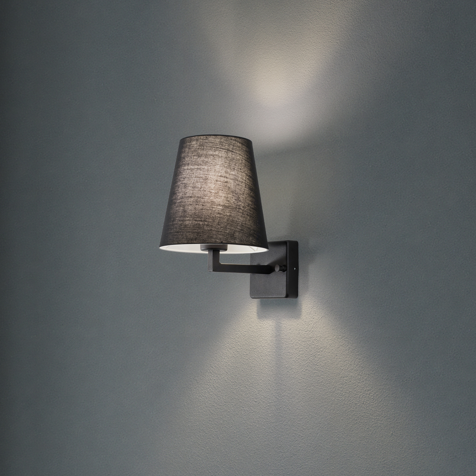 Wandlamp profiel, zwart, metaal/stof, hoogte 30 cm